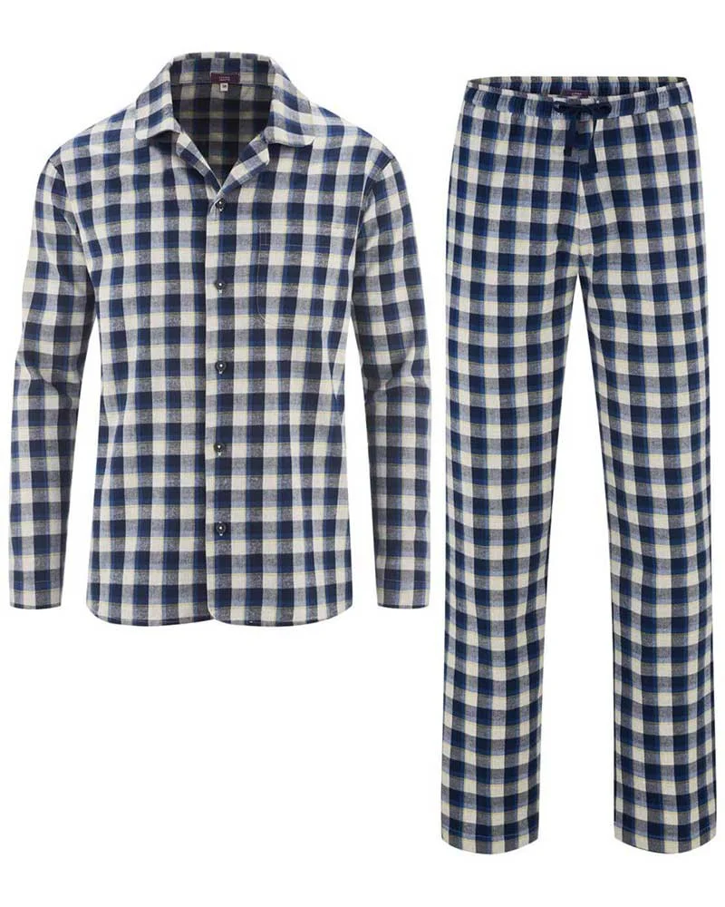 GUASCH pigiama uomo con bottoni righe nero/bianco 100% cotone 