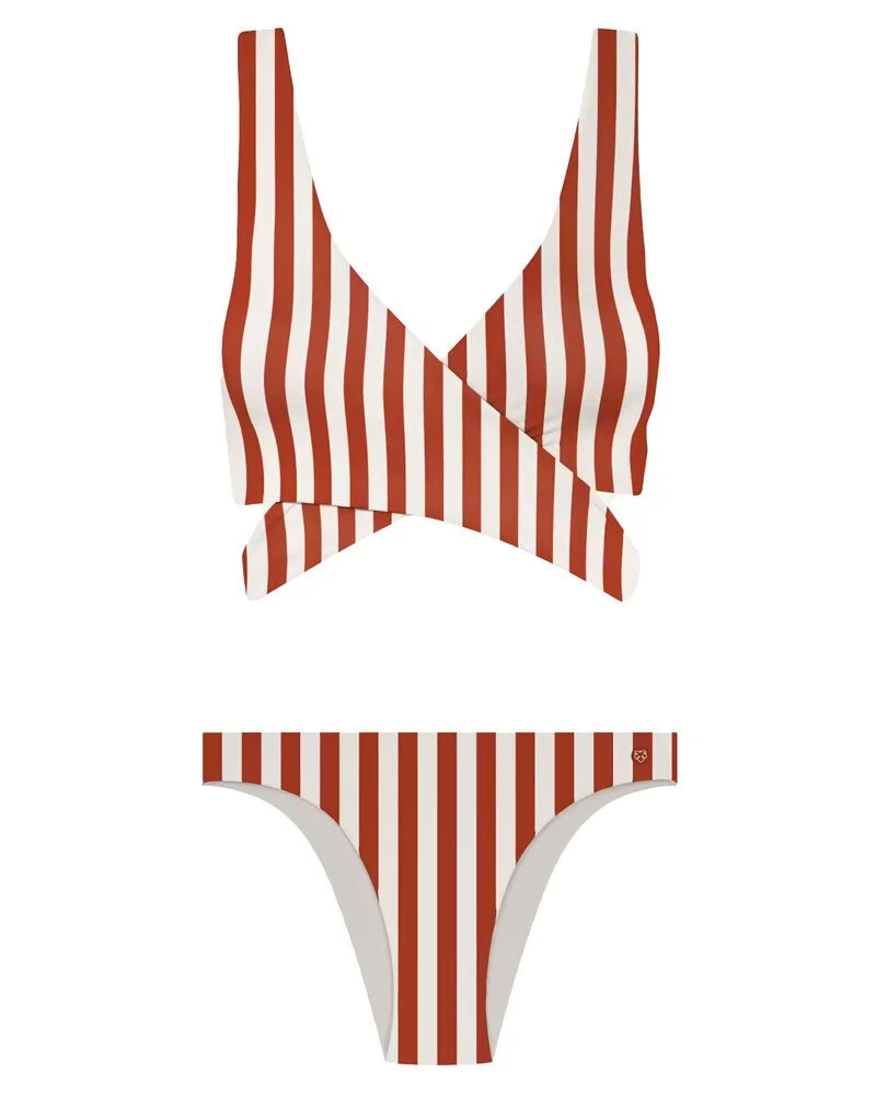 Cinnamon Stripes - Bikini Mare in poliestere riciclato